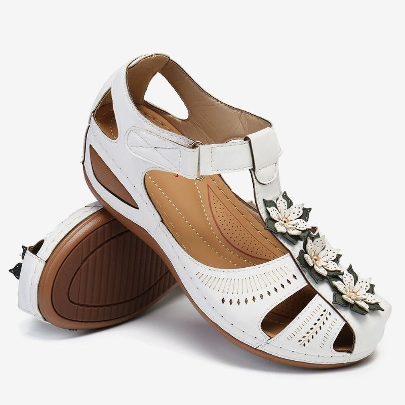 Dame Blomster Decro Cutout Krokløkke Pustende Casual Kilesandaler