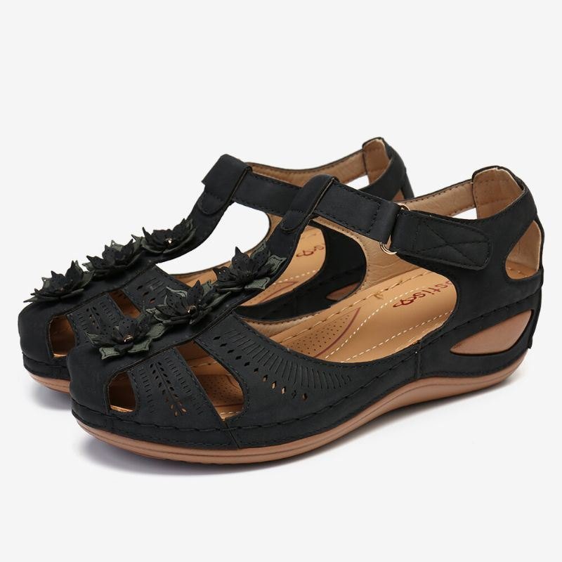 Dame Blomster Decro Cutout Krokløkke Pustende Casual Kilesandaler