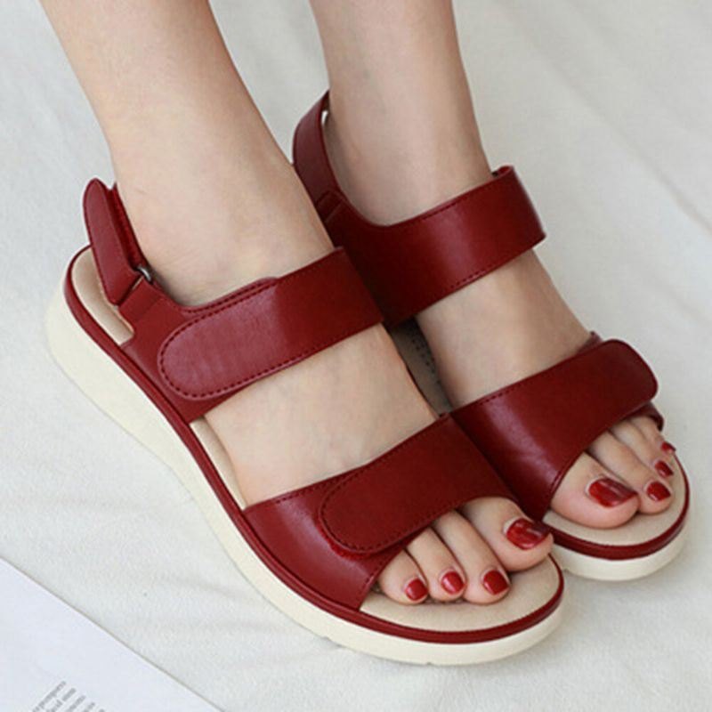 Dame Myk Såle Krokløkke Ensfarge Comfy Summer Beach Flat Sandaler