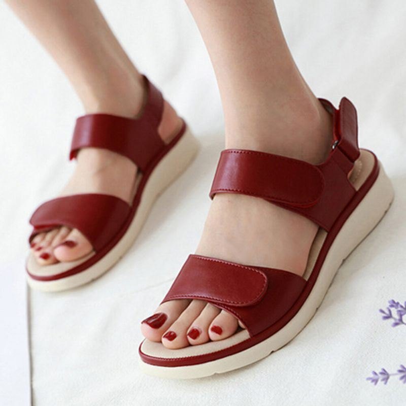 Dame Myk Såle Krokløkke Ensfarge Comfy Summer Beach Flat Sandaler