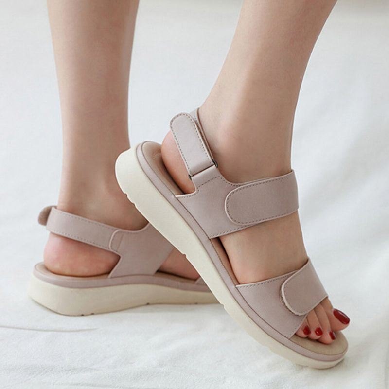 Dame Myk Såle Krokløkke Ensfarge Comfy Summer Beach Flat Sandaler