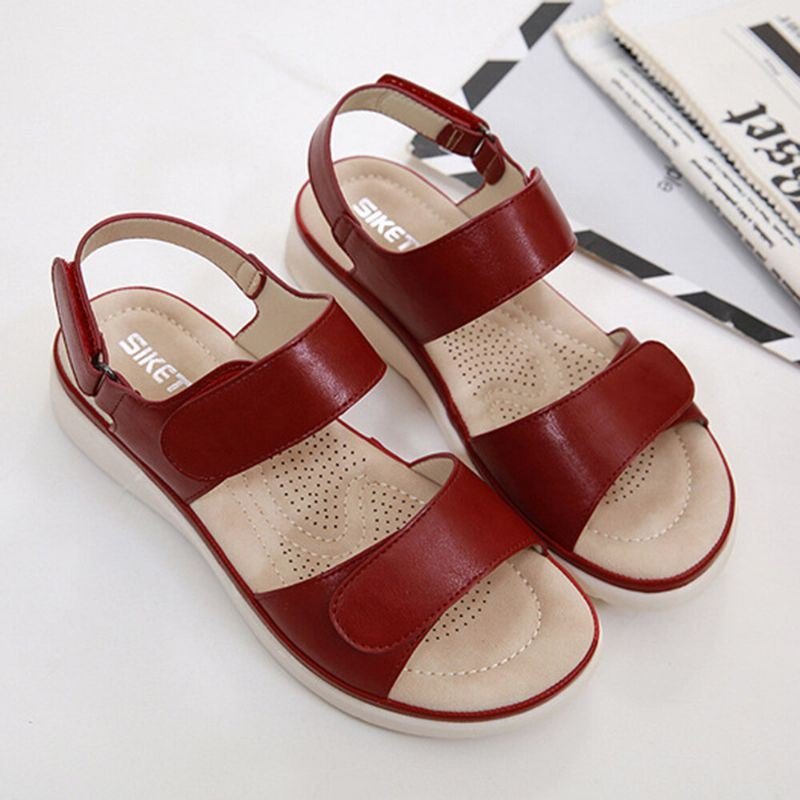 Dame Myk Såle Krokløkke Ensfarge Comfy Summer Beach Flat Sandaler