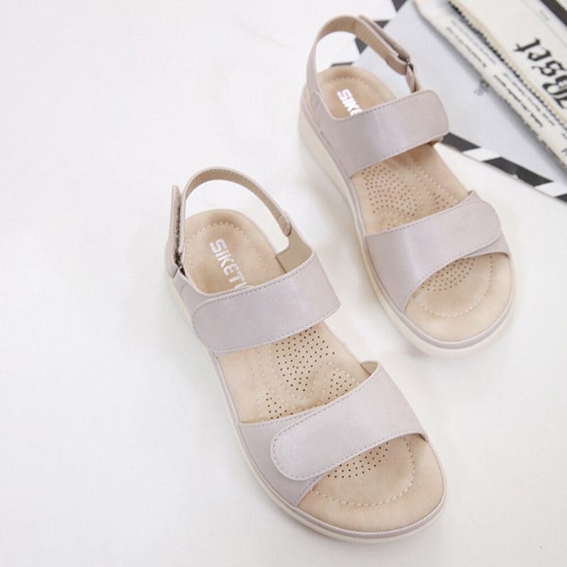 Dame Myk Såle Krokløkke Ensfarge Comfy Summer Beach Flat Sandaler