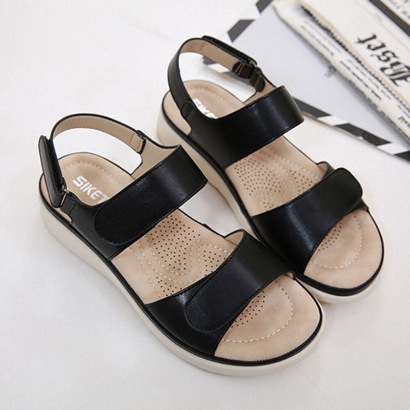 Dame Myk Såle Krokløkke Ensfarge Comfy Summer Beach Flat Sandaler