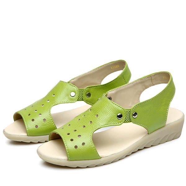 Dame Skinn Hollow Out Peep Toe Slip On Myke Sandaler