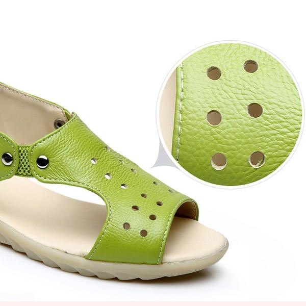 Dame Skinn Hollow Out Peep Toe Slip On Myke Sandaler