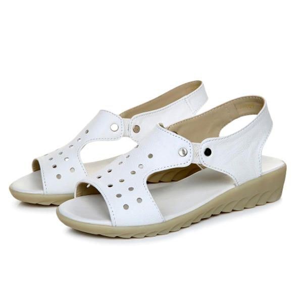 Dame Skinn Hollow Out Peep Toe Slip On Myke Sandaler