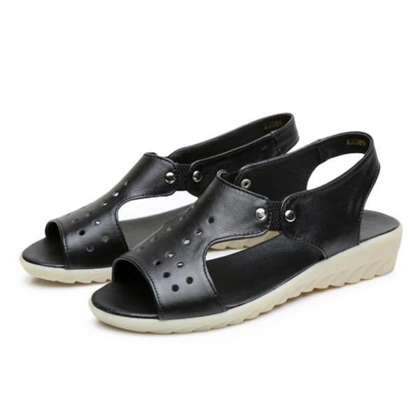 Dame Skinn Hollow Out Peep Toe Slip On Myke Sandaler