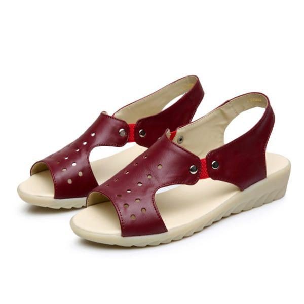 Dame Skinn Hollow Out Peep Toe Slip On Myke Sandaler