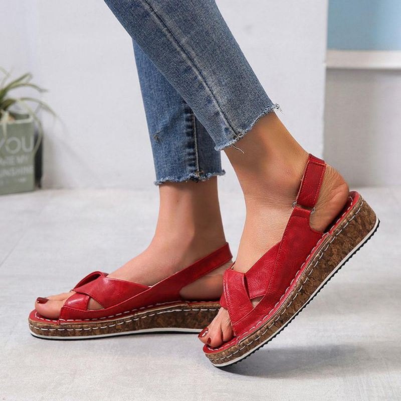 Dame Stor Størrelse Sklisikre Comfy Solid Summer Wedge Sandaler