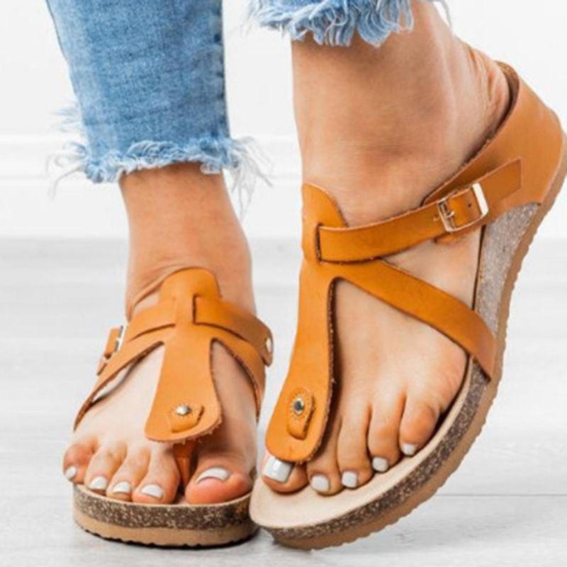 Stor Størrelse Damespenne Flip Flops Casual Wedge Sandaler