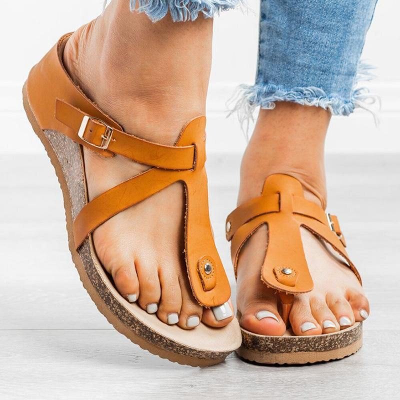 Stor Størrelse Damespenne Flip Flops Casual Wedge Sandaler