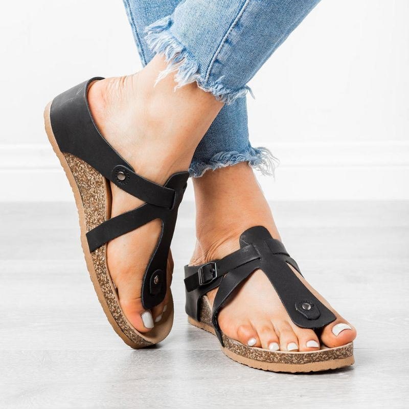 Stor Størrelse Damespenne Flip Flops Casual Wedge Sandaler