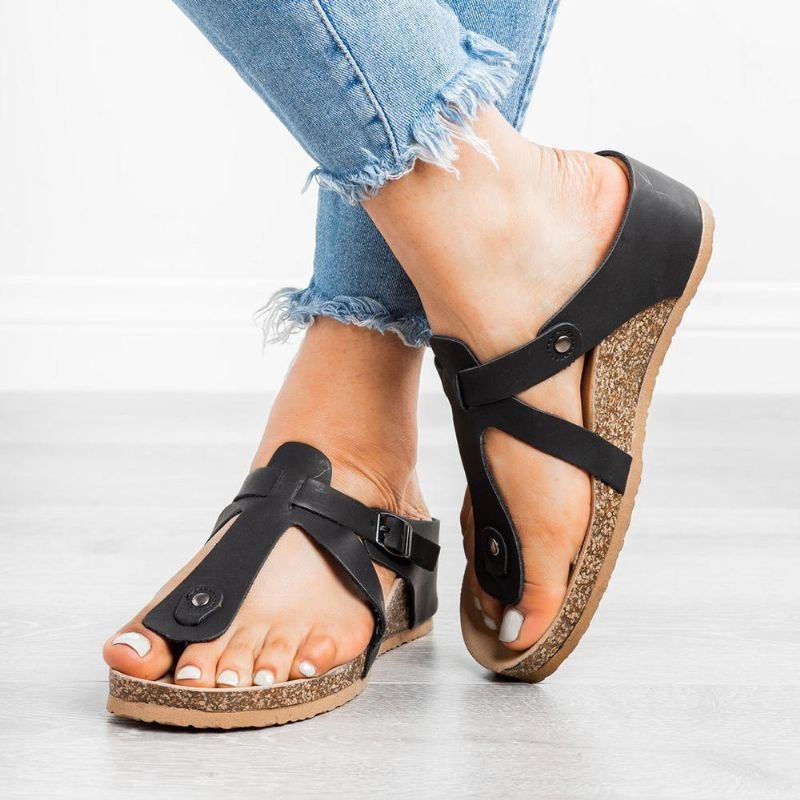 Stor Størrelse Damespenne Flip Flops Casual Wedge Sandaler