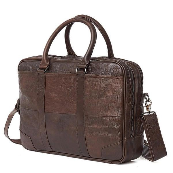 Business Laptop-veske I Ekte Skinn For Herre Koffert Crossbody-veske