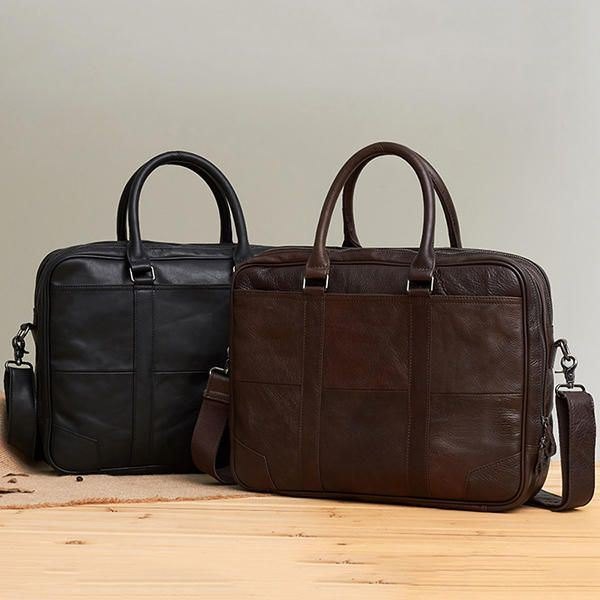 Business Laptop-veske I Ekte Skinn For Herre Koffert Crossbody-veske