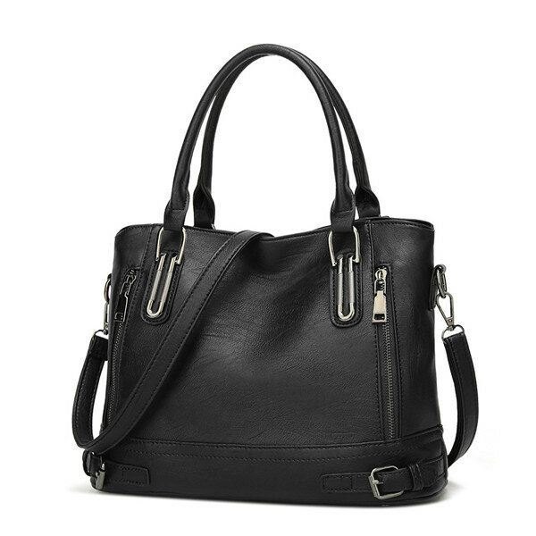Dame Imitert Skinn Med Stor Kapasitet Stoffveske Solid Veske Fritid Crossbody-veske