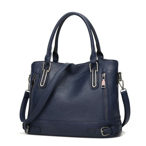 Dame Imitert Skinn Med Stor Kapasitet Stoffveske Solid Veske Fritid Crossbody-veske