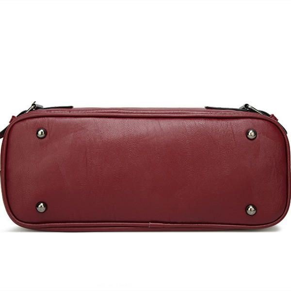 Dame Imitert Skinn Med Stor Kapasitet Stoffveske Solid Veske Fritid Crossbody-veske