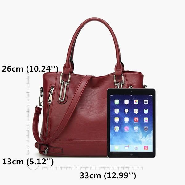 Dame Imitert Skinn Med Stor Kapasitet Stoffveske Solid Veske Fritid Crossbody-veske