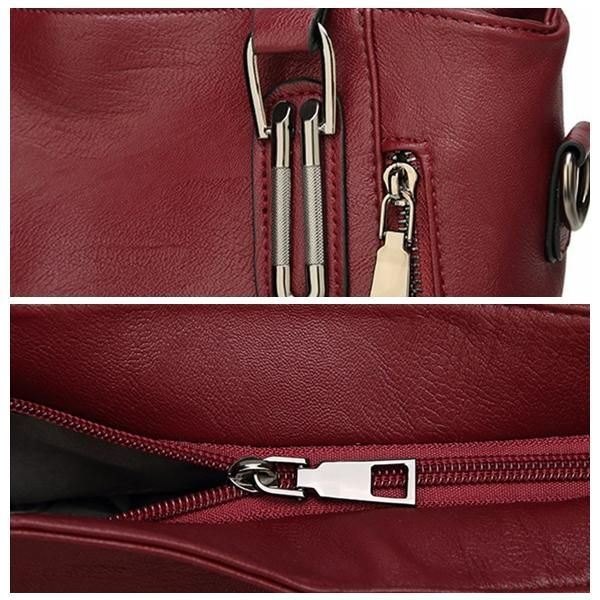 Dame Imitert Skinn Med Stor Kapasitet Stoffveske Solid Veske Fritid Crossbody-veske