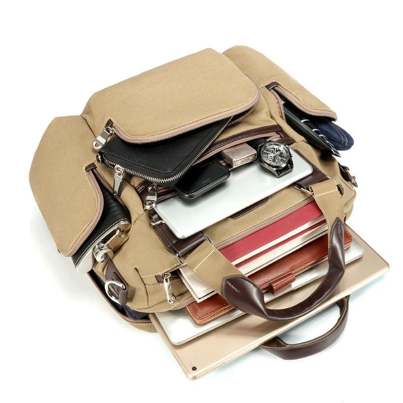 Herre Canvas Business Casual Travel Laptop Bag Håndveske