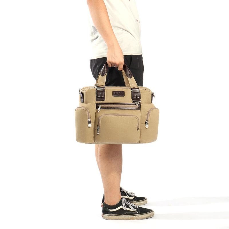 Herre Canvas Business Casual Travel Laptop Bag Håndveske