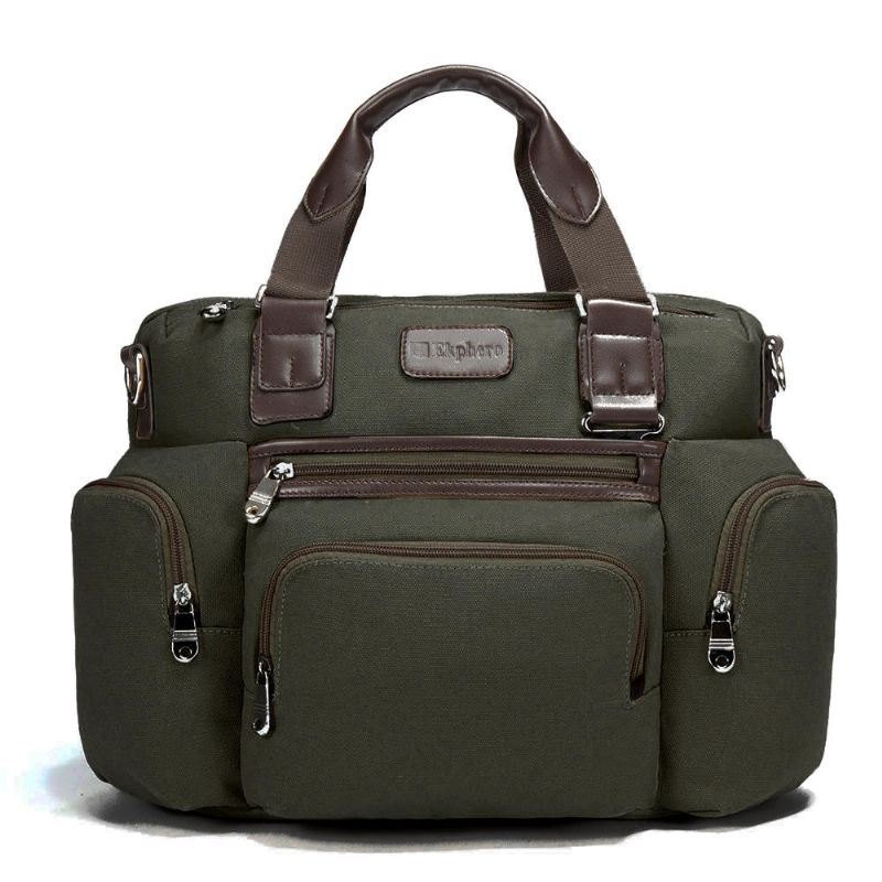 Herre Canvas Business Casual Travel Laptop Bag Håndveske