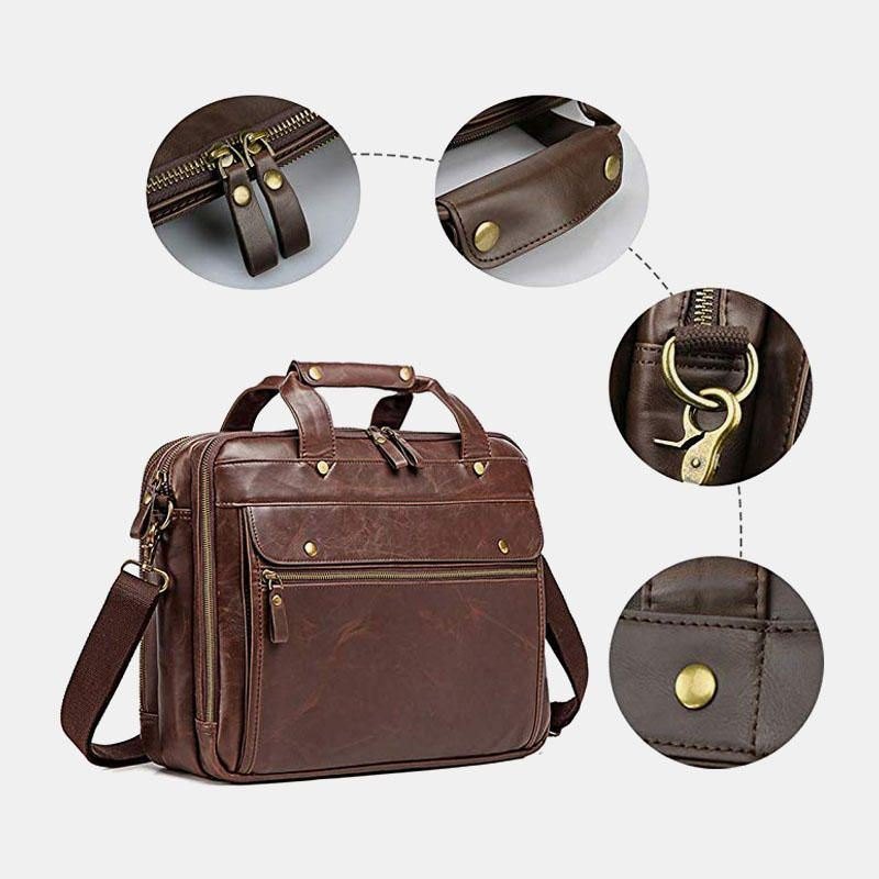 Herre Vintage Multi-pocket Messenger Bag Håndveske Crossbody Bag For Business