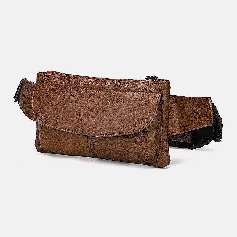 Herre Ekte Skinn Multi-lomme Anti-tyveri Multifunksjonell Crossbody Bag Bryst Bag Sling Bag