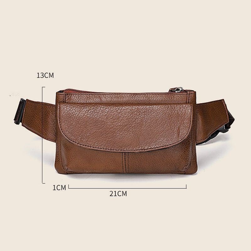 Herre Ekte Skinn Multi-lomme Anti-tyveri Multifunksjonell Crossbody Bag Bryst Bag Sling Bag