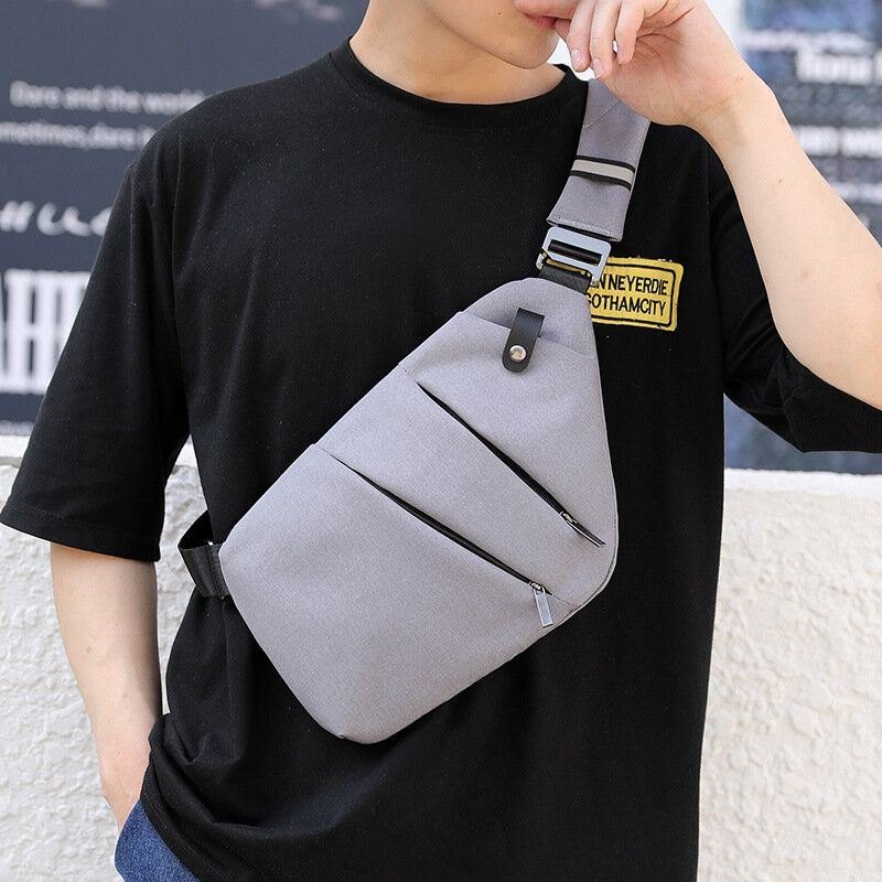 Herre Lysende Oxford Multilommer Stor Kapasitet Anti-tyveri Vanntett Crossbody Bag Bryst Bag Sling Bag