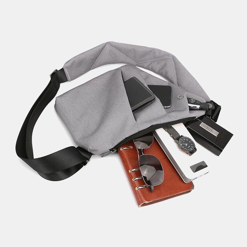 Herre Lysende Oxford Multilommer Stor Kapasitet Anti-tyveri Vanntett Crossbody Bag Bryst Bag Sling Bag