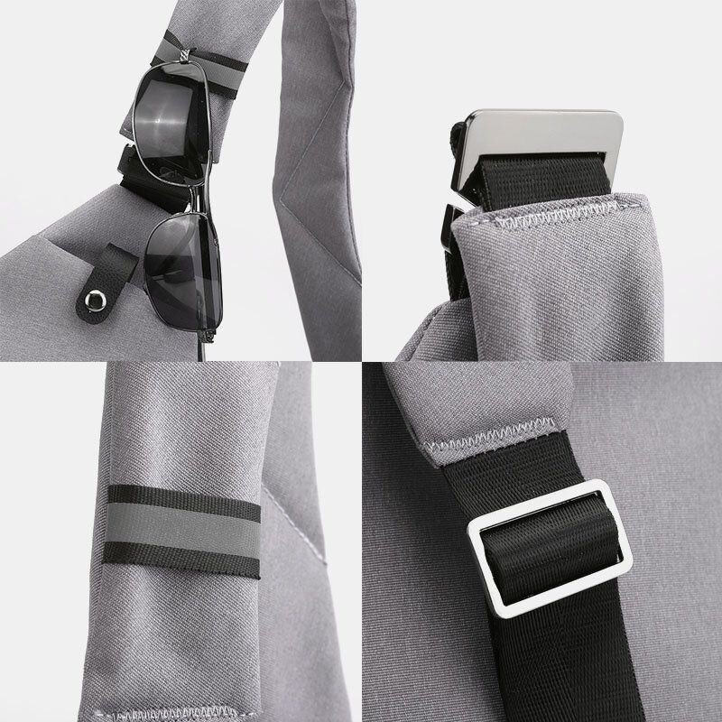 Herre Lysende Oxford Multilommer Stor Kapasitet Anti-tyveri Vanntett Crossbody Bag Bryst Bag Sling Bag
