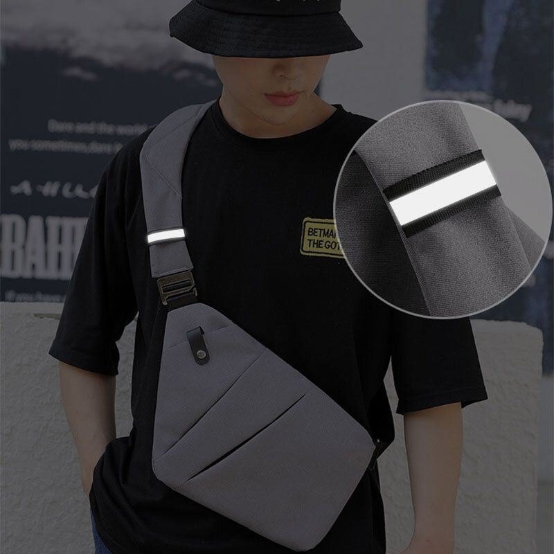 Herre Lysende Oxford Multilommer Stor Kapasitet Anti-tyveri Vanntett Crossbody Bag Bryst Bag Sling Bag