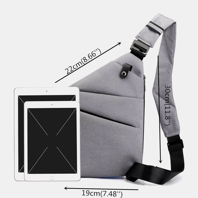 Herre Lysende Oxford Multilommer Stor Kapasitet Anti-tyveri Vanntett Crossbody Bag Bryst Bag Sling Bag