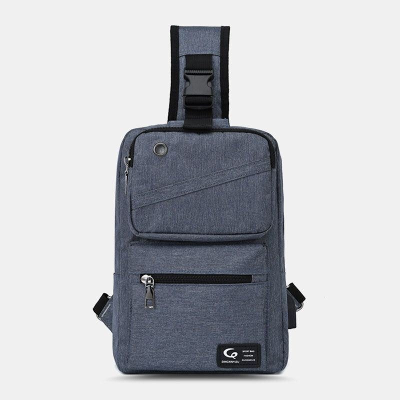 Herre Stor Kapasitet Usb Ladbart Hull Hodetelefonhull Vanntette Brystvesker Skulderveske Crossbody-vesker