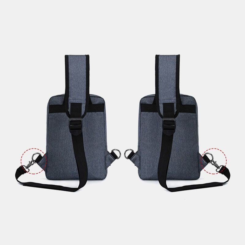 Herre Stor Kapasitet Usb Ladbart Hull Hodetelefonhull Vanntette Brystvesker Skulderveske Crossbody-vesker