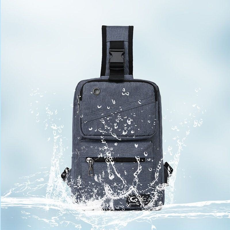 Herre Stor Kapasitet Usb Ladbart Hull Hodetelefonhull Vanntette Brystvesker Skulderveske Crossbody-vesker