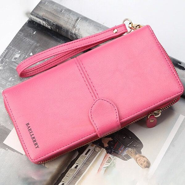Baellerry Dame Imitert Skinn Med Stor Kapasitet Moteveske Lommebok Pure Color Clutch Bag Kortholder