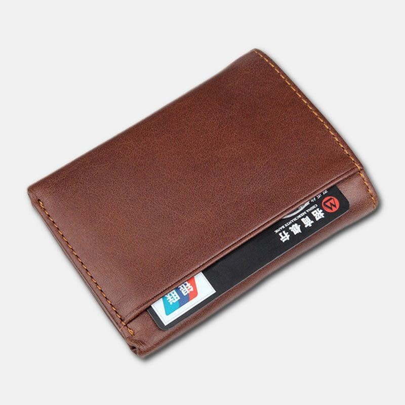 Blokkering Av Ekte Skinn Kortholder Vintage Kort 7-korts Spor Tri-fold Lommebok For Menn