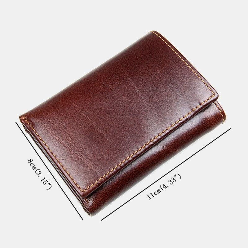 Blokkering Av Ekte Skinn Kortholder Vintage Kort 7-korts Spor Tri-fold Lommebok For Menn
