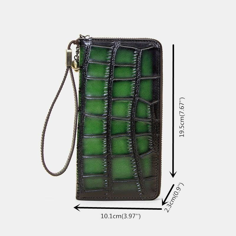 Dame Ekte Skinn Alligator Mønster Retro Myk Lær Veske Multi-spor Kortholder Lommebok Clutch Veske