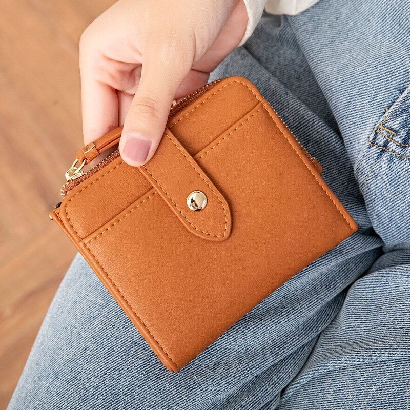 Dame Pu Leather Bifold Hasp Multi-kortspor Retro Kortkortholder Clutchlommebøker Med Håndleddsstropp