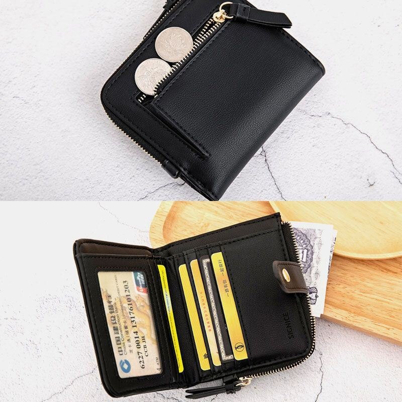 Dame Pu Leather Bifold Hasp Multi-kortspor Retro Kortkortholder Clutchlommebøker Med Håndleddsstropp