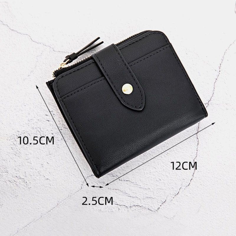 Dame Pu Leather Bifold Hasp Multi-kortspor Retro Kortkortholder Clutchlommebøker Med Håndleddsstropp