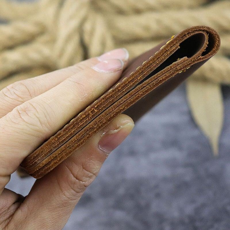 Herre Ekte Skinn Bifold Kort Kortslote Kortetui For Pengeklemme