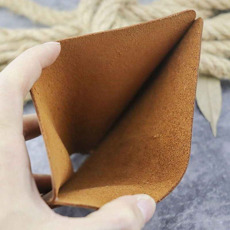 Herre Ekte Skinn Bifold Kort Kortslote Kortetui For Pengeklemme