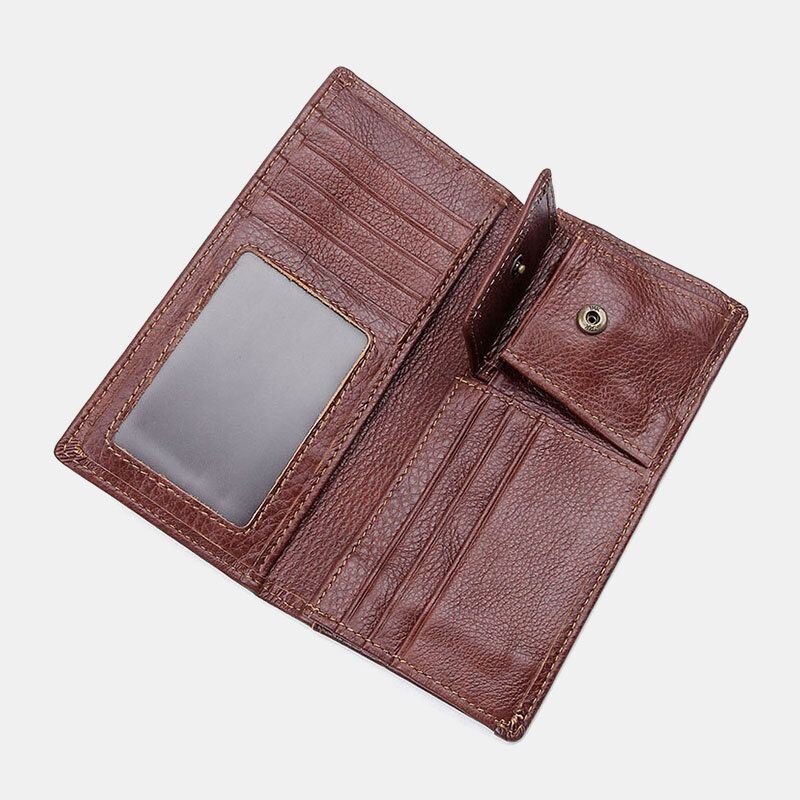 Herre Ekte Skinn Lang Bifold Anti-magnetisk Lommebok Multi-kort Spor Kort-etui