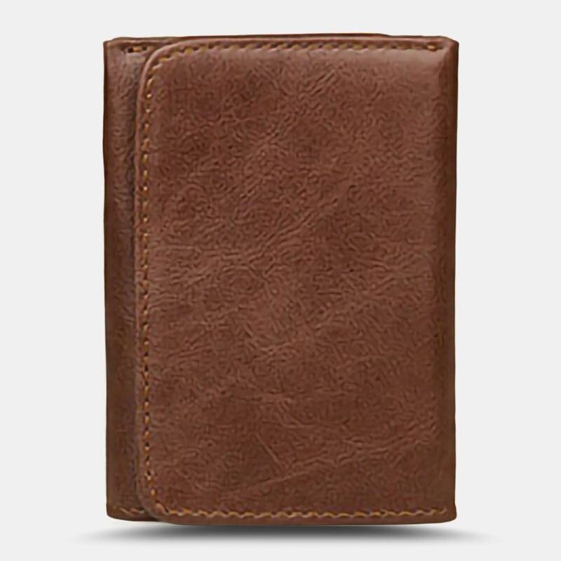 Herre Vintage Anti-magnetisk Kuskinn Lommebok Trifold Kort Multi-kort Spor Kortetui Førerkort Lommebok